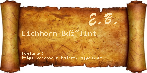 Eichhorn Bálint névjegykártya